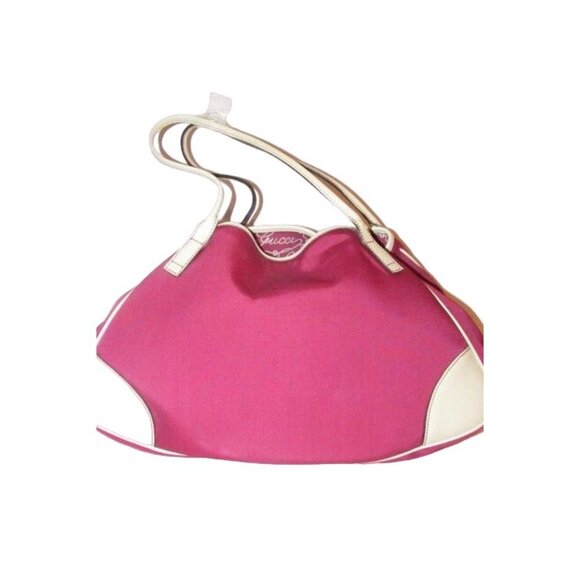 Gucci Bag "Boulevard" Pink Satchel Bubblegum Canvas Leather Tote w Logo - Picture 2 of 11